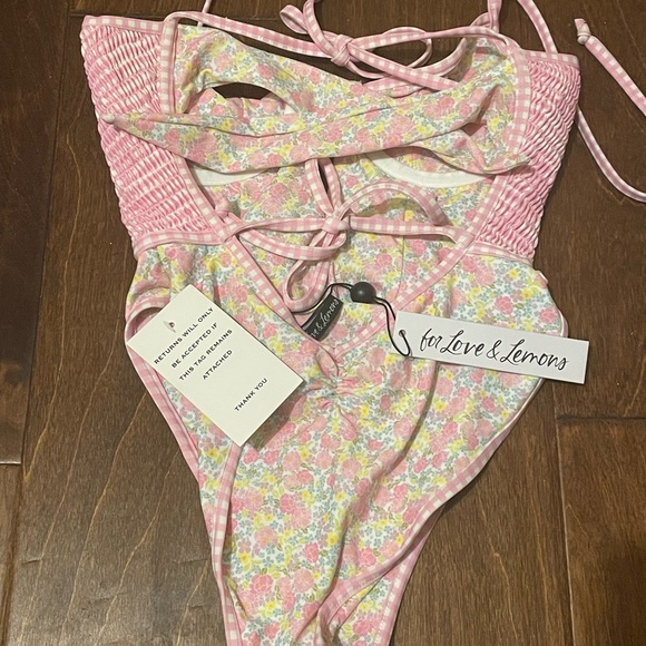 For Love And Lemons Pink Floral One Piece - Picture 4 of 4